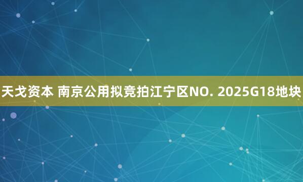 天戈资本 南京公用拟竞拍江宁区NO. 2025G18地块