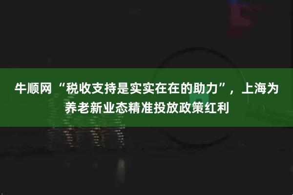 牛顺网 “税收支持是实实在在的助力”，上海为养老新业态精准投放政策红利
